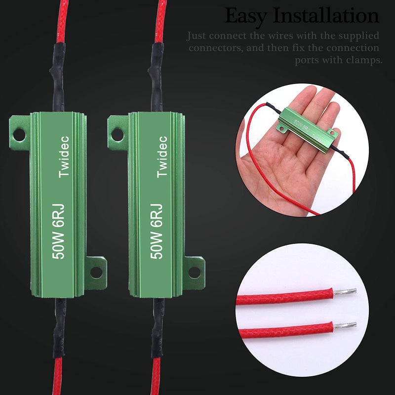 Twidec/8Pcs 50W 6Ohm LED Load Resistors For Fix LED Hyper Flash Turn Signal Light Bulb Fast Blink Error Code RX24-50W6-8X - Image 4